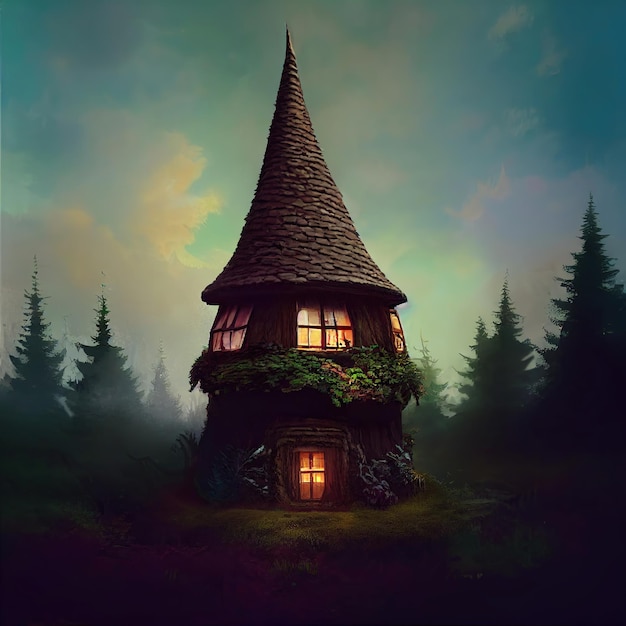 Photo gnome house in the forest ai generated image