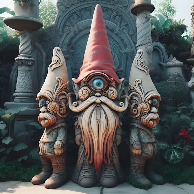 Gnome inspired garden totem pole