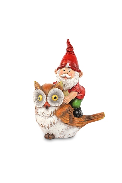 Gnome on a owl figurine