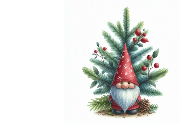 gnome plant a pine tree watercolor clipart style Save earth planet concept ecology nature of earth