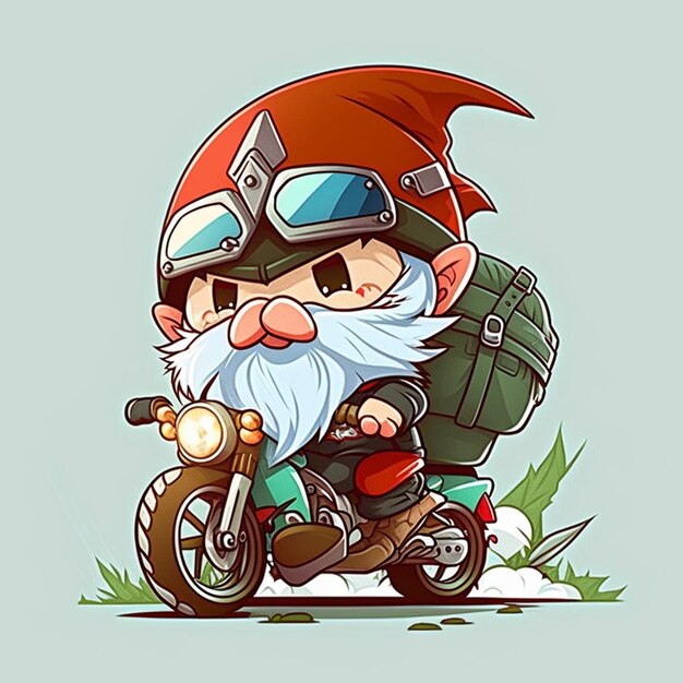 Gnome Riding a Motorcycle Vector