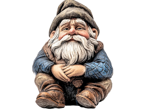 a gnome sitting on a white background