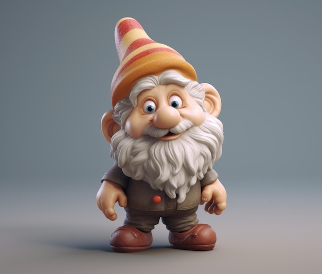 A gnome with a striped hat and a red nose