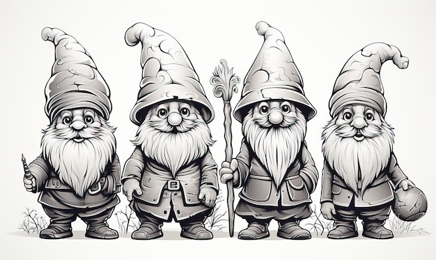 Gnomes in cartoon stijl op een witte achtergrond Selectieve zachte focus