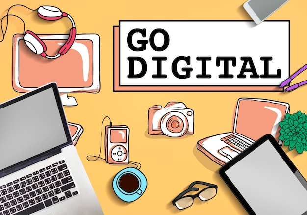 Premium Photo | Go digital electronics technology concept Premium Photo | Go digital electronics technology concept