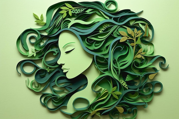 Go green on the Mother Earth Экологически чистая концепция Бумажное искусство Generative Ai