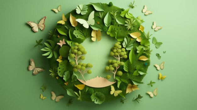 写真 go green 切り絵イラスト 世界環境とアースデー