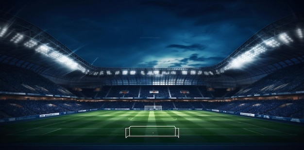 Goal soccer stadium arena game sport football light world green Generative AI