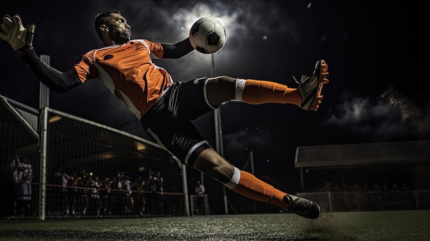 Photo goalkeeper's rapid reflexes