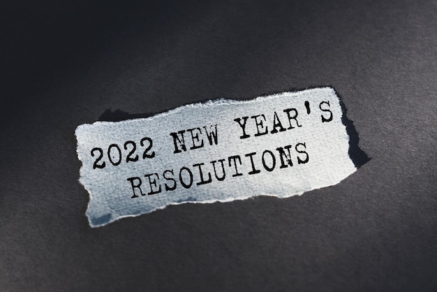 新年の目標。概念。 2022年の新年の決議テキストの背景。