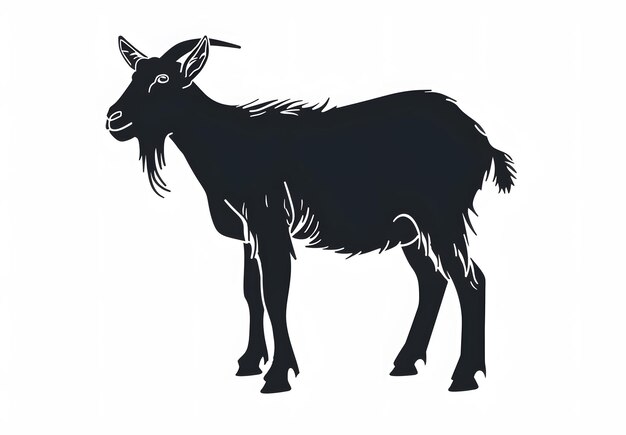 Photo goat black silhouette isolated on white background