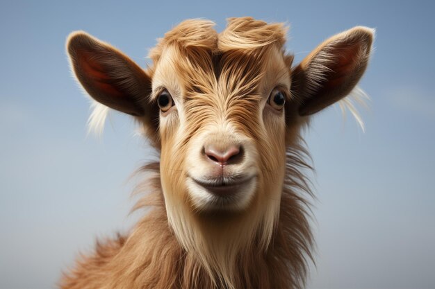 Goat close up Goat portret Cute farm animal Nature concept