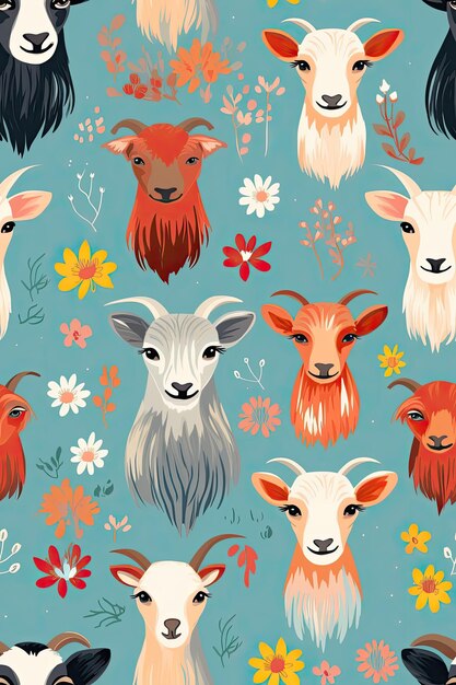 Goat faces seamless tiles