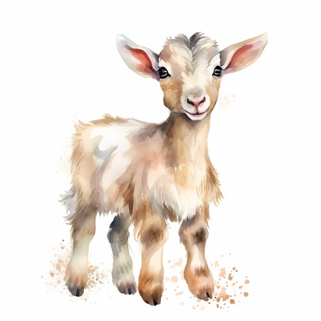 Мультфильм о козьей ферме Акварельная коза Generative ai
