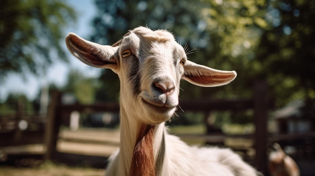 Goat at the farm on a sunny day Generative AI