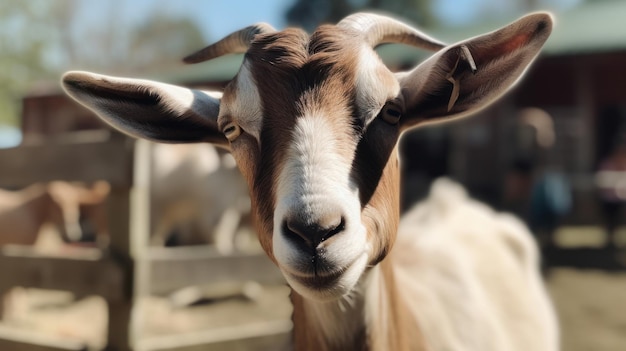 Goat at the farm on a sunny day Generative AI