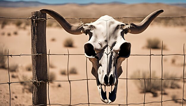 Photo a goat head is sticking through a fence with a fence in the background