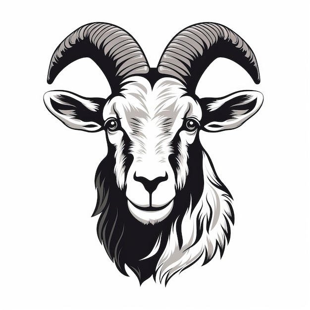 Goat Head Vector Illustration With Shepard Fairey Style