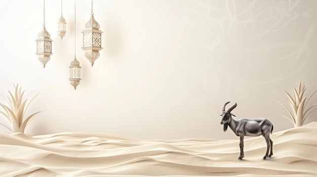 Photo goat image background for eid al adha muslim celebration day