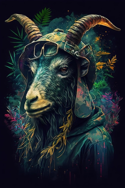 goat in jungle. AI generated