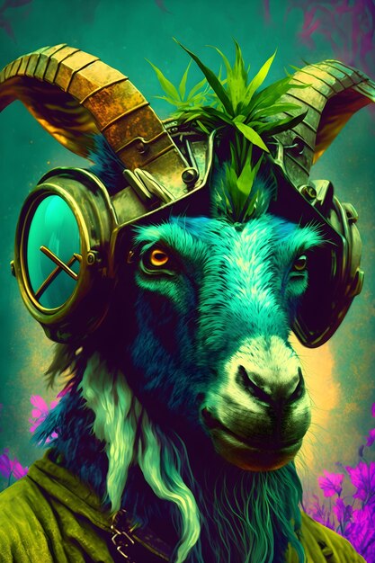 goat in jungle. AI generated