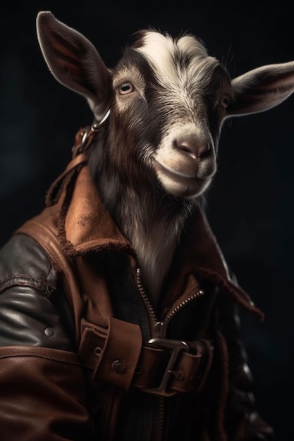 Goat in a leather jacket