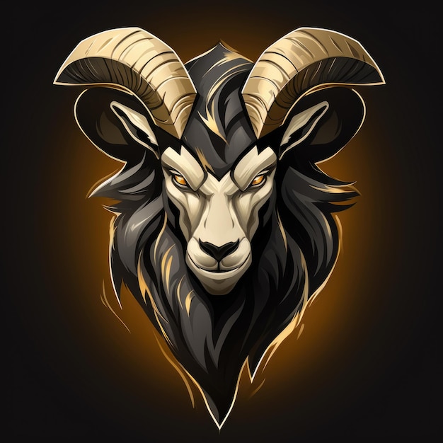 Goat mascot black and golden color AI generated Image