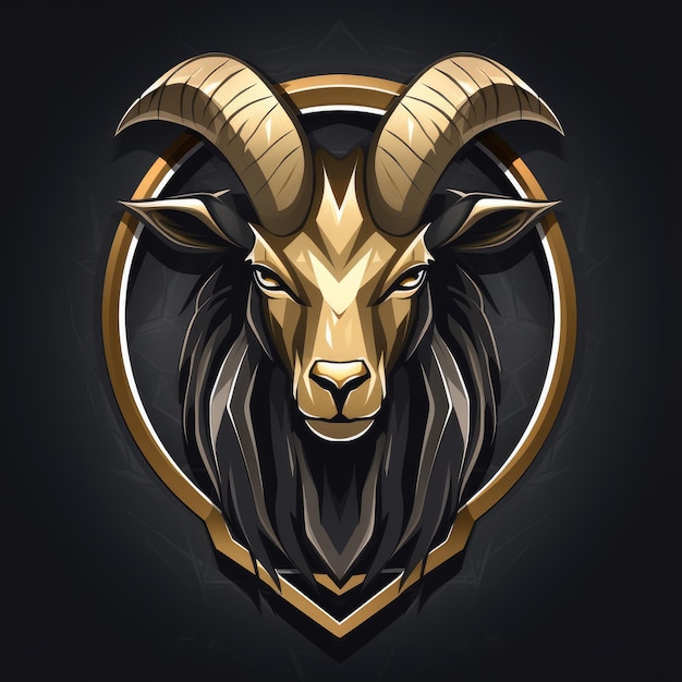 Goat mascot black and golden color AI generated Image