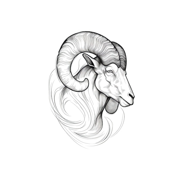 Photo goat ram horn ai generated