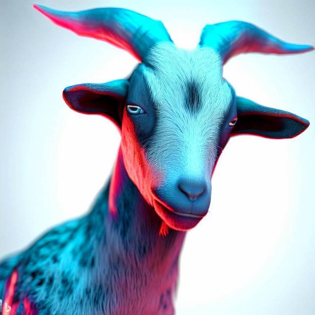 goat ready for eid event occasion muslim sacrifice slaughter 3d render white black spots horns