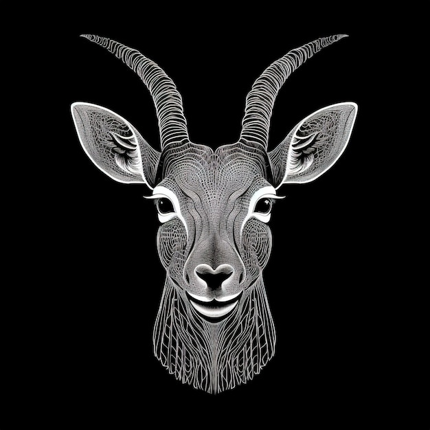 Photo a goat's face is shown with a black background.