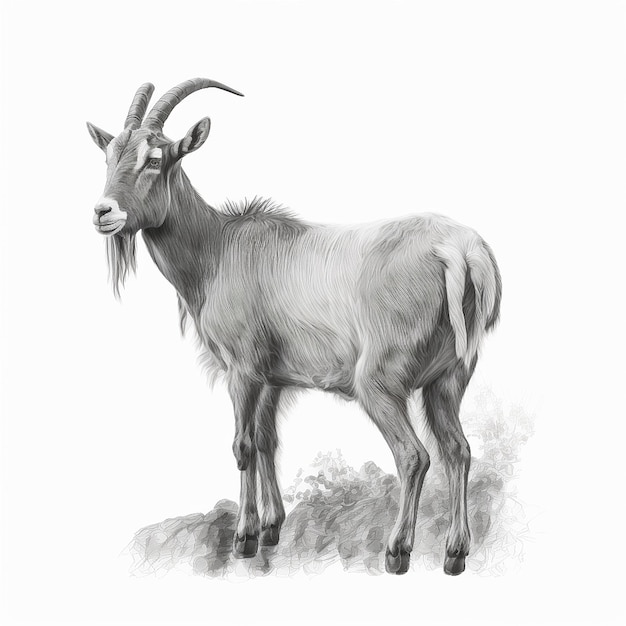 Goat sketch artwork illustration white background image Ai generated art