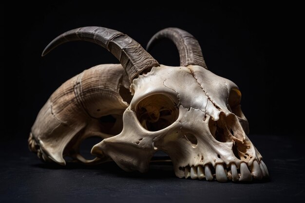 Goat skull on dark background