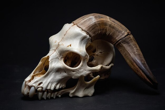 Goat skull on dark background