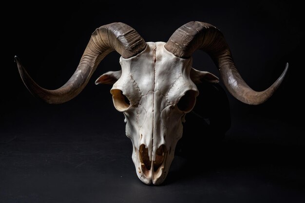 Goat skull on dark background