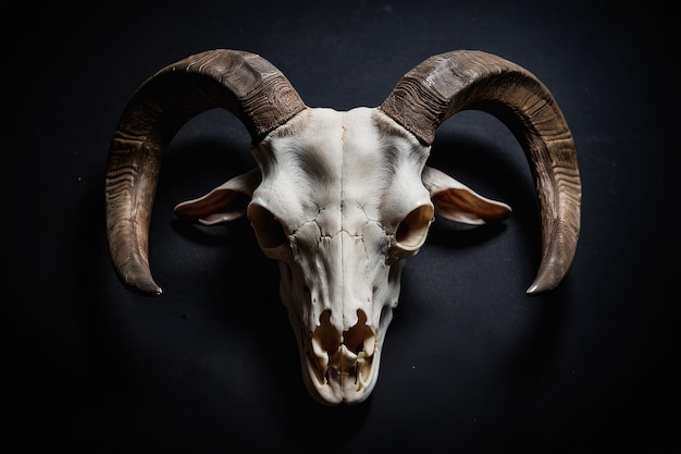 Goat skull on dark background