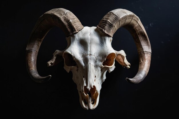 Photo goat skull on dark background