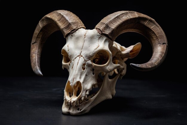 Goat skull on dark background