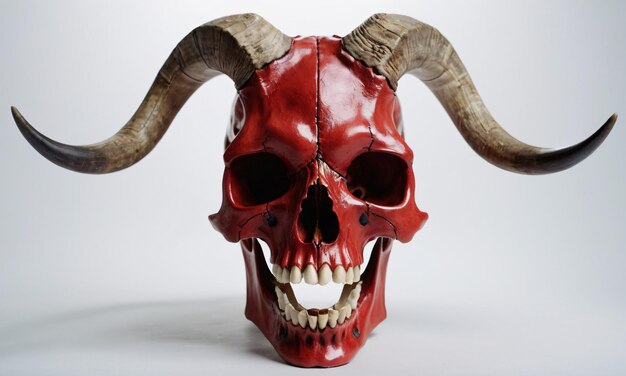 Photo a goat skull head in white background