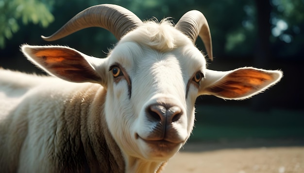 Photo a goat with a black stripe on its face