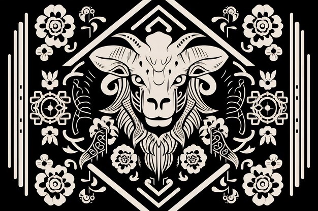 a goat with horns is shown in a design that says horns.