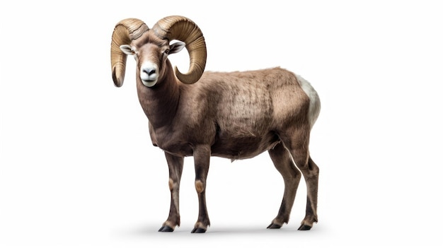 a goat with large horns and horns.