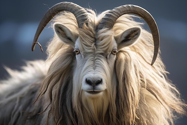 Photo a goat with long hair and a long mane