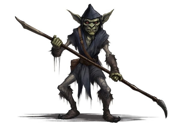Goblin or orc character on white background neural network ai generated