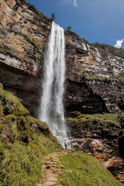 Gocta is a waterfall (771 meters)with two drops located in Peru's province of Bongara in Amazonas.