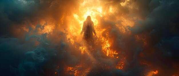 Photo god descending from heaven concept religious art celestial realm divine intervention spiritual imagery deities and angels