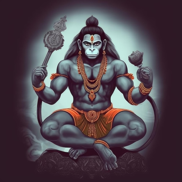 God Hanuman in meditation images generative ai