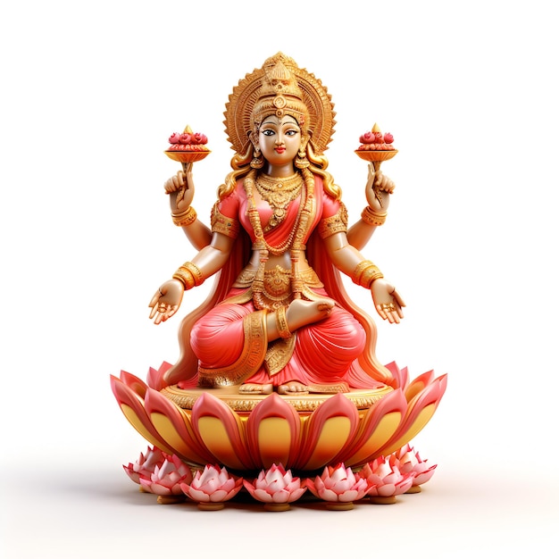 God Lakshmi 3d isolated on white