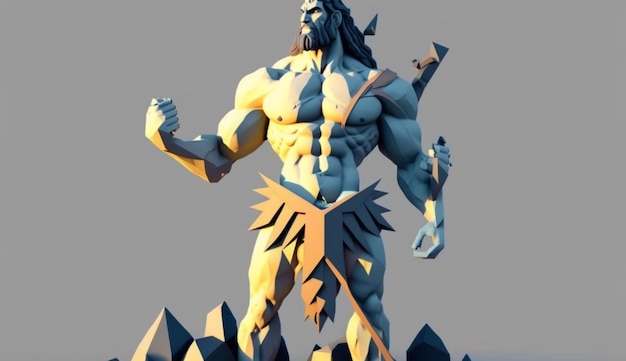 God mahadev powerful body geomatrick low poly illustration picture AI generated art