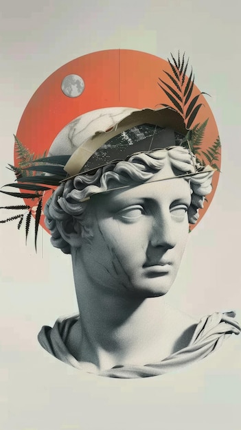 Foto il collage del dio dell'olimpo in interpretazione moderna